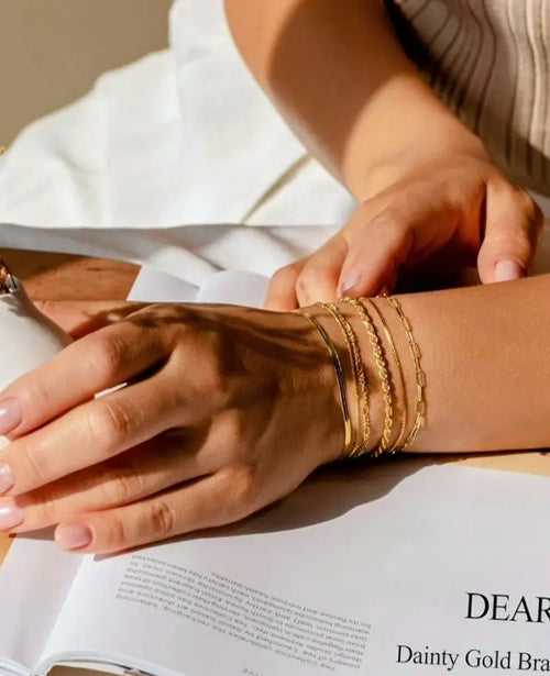 14K Gold Plated Hoop opening 9 word bracelet diy hand bracelet