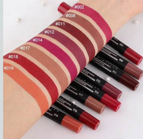 12 Color Matte Lipstick Pencil - Velvet Lip Makeup